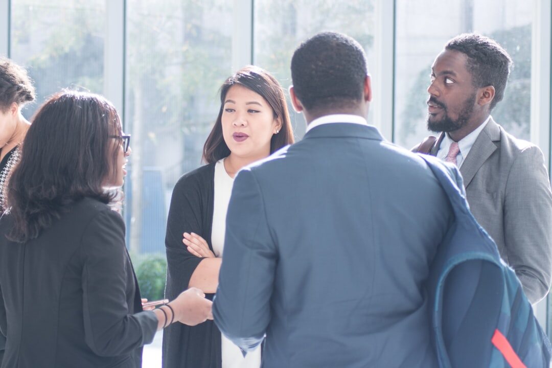 Networking event professionals talking