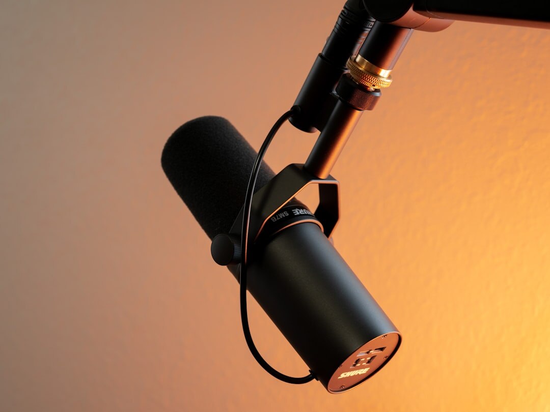 Podcast recording studio with microphone